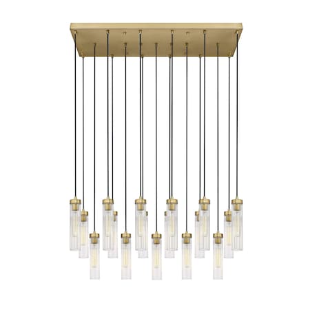 Z-Lite Beau Linear Chandelier, 17-Light, 18 In.W x 42 In.L x 12.75 In.H, Rubbed Brass/Clear 740P-17L-RB